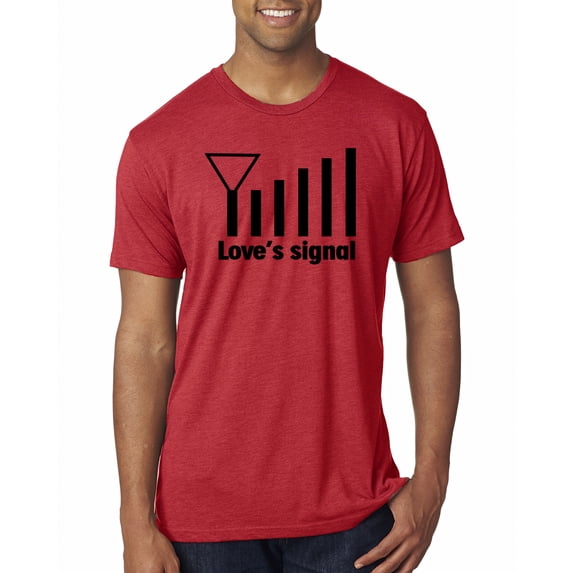 Love's Signal Love Language Couple Valentine's Day Mens Premium Tri Blend T-Shirt, Vintage Red, Large