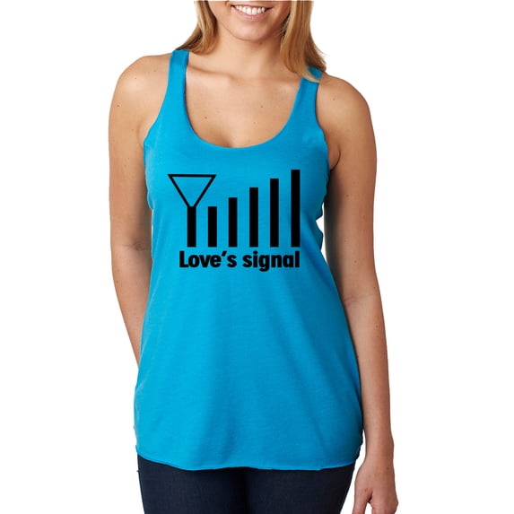 Love's Signal Love Language Couple Valentine's Day Tri-Blend Racerback Tank Top, Vintage Turquoise, Medium
