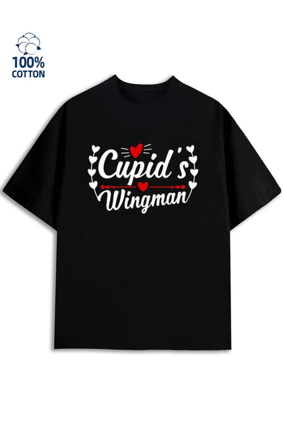 Love's Wingman for men lovers 180G 100% Cotton black grey full Original Unisex Shirt Short Sleeve tshirts Basic Unisex Shirt Crewneck tshirts Trendy Unisex Shirt Printed tshirts