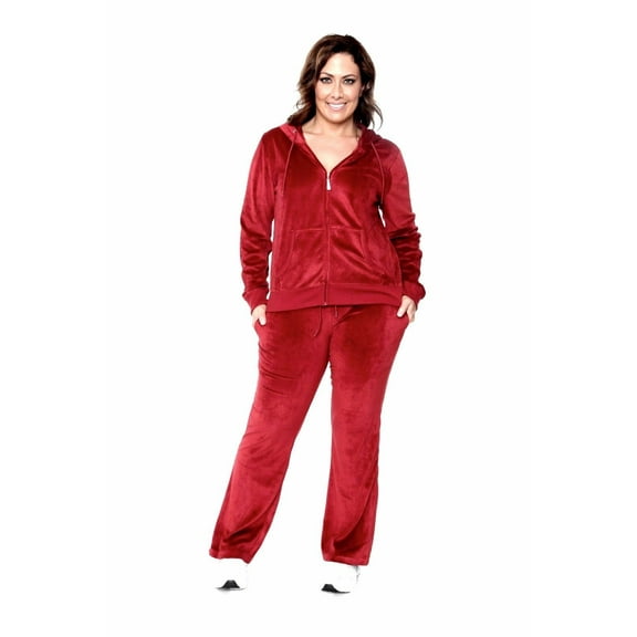 Love's Women's Plus Size Fleece Zip Up Hoodie Track Suit Set Jogging Pants