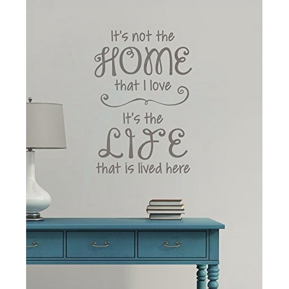 Love the Home Life Lived Here Best Family Wall Decal Quote Vinyl Lettering Stickers 16x23-Inch Castle Gray