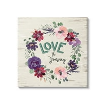 Love the Journey Motivational Phrase Spring Blossom Wreath Inspirational Graphic Art Gallery-Wrapped Canvas Print Wall Art