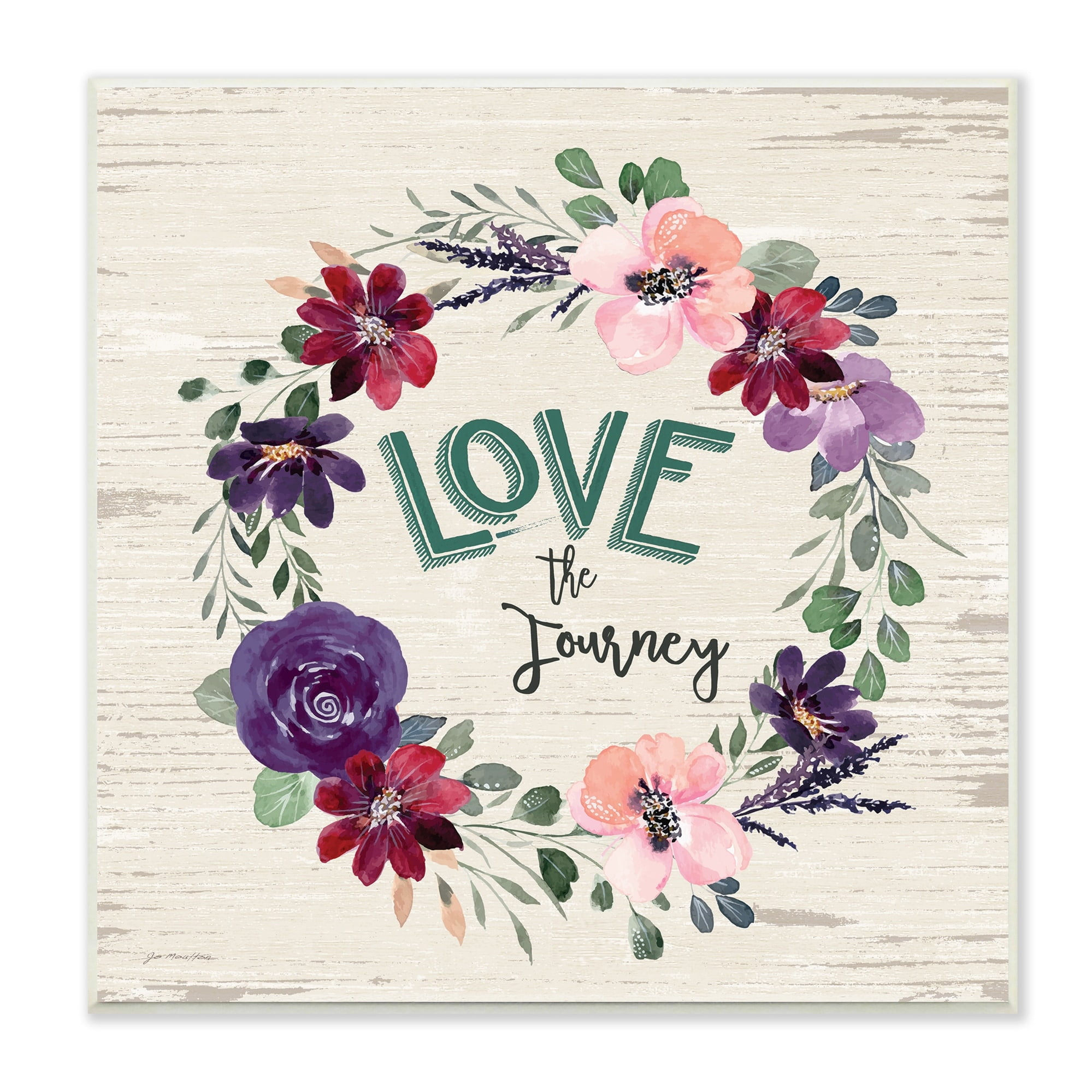 Love the Journey Rustic Floral MDF Wood Wall Plaque