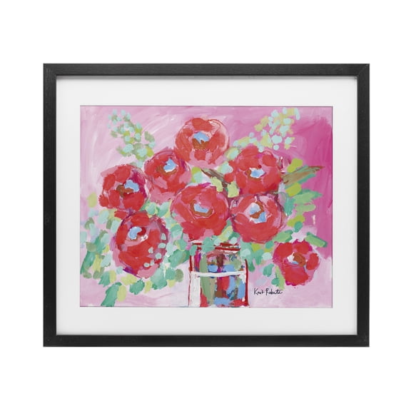 Stupell Industries Love to Bloom Pink Florals Black Framed Print Under Glass, design by Kait Roberts