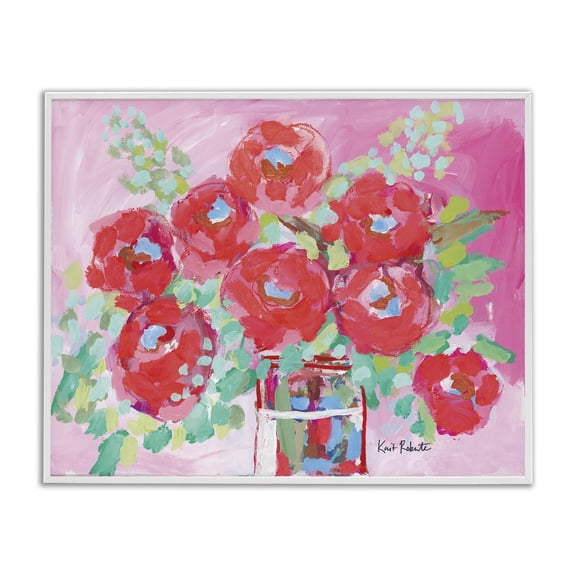 Stupell Industries Love to Bloom Pink Florals White Framed Giclee Art, design by Kait Roberts