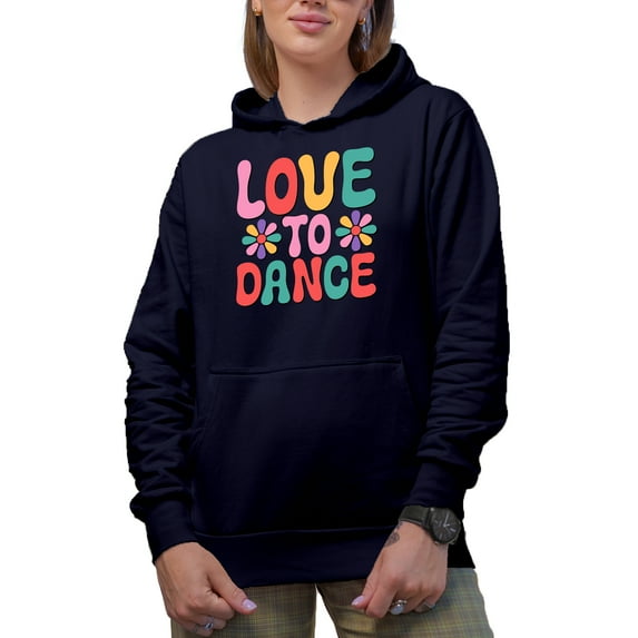 Love to Dance Retro Merch Gift Ideas for Dancers Navy Hooded Sweatshirt or Hoodie, Large