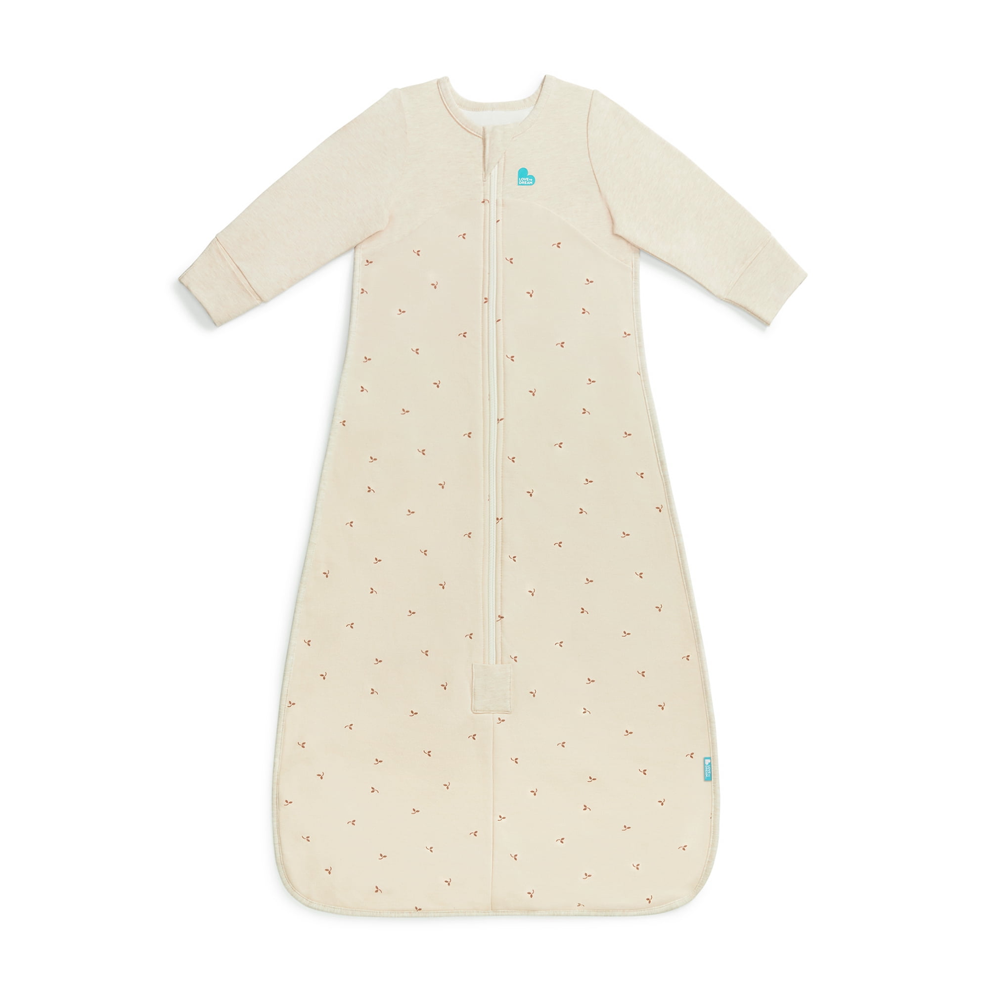 Love to Dream Long Sleeve Sleep Bag Wearable Blanket Organic Cotton Fleece 1.5 TOG, 6-18M Oat Twigs