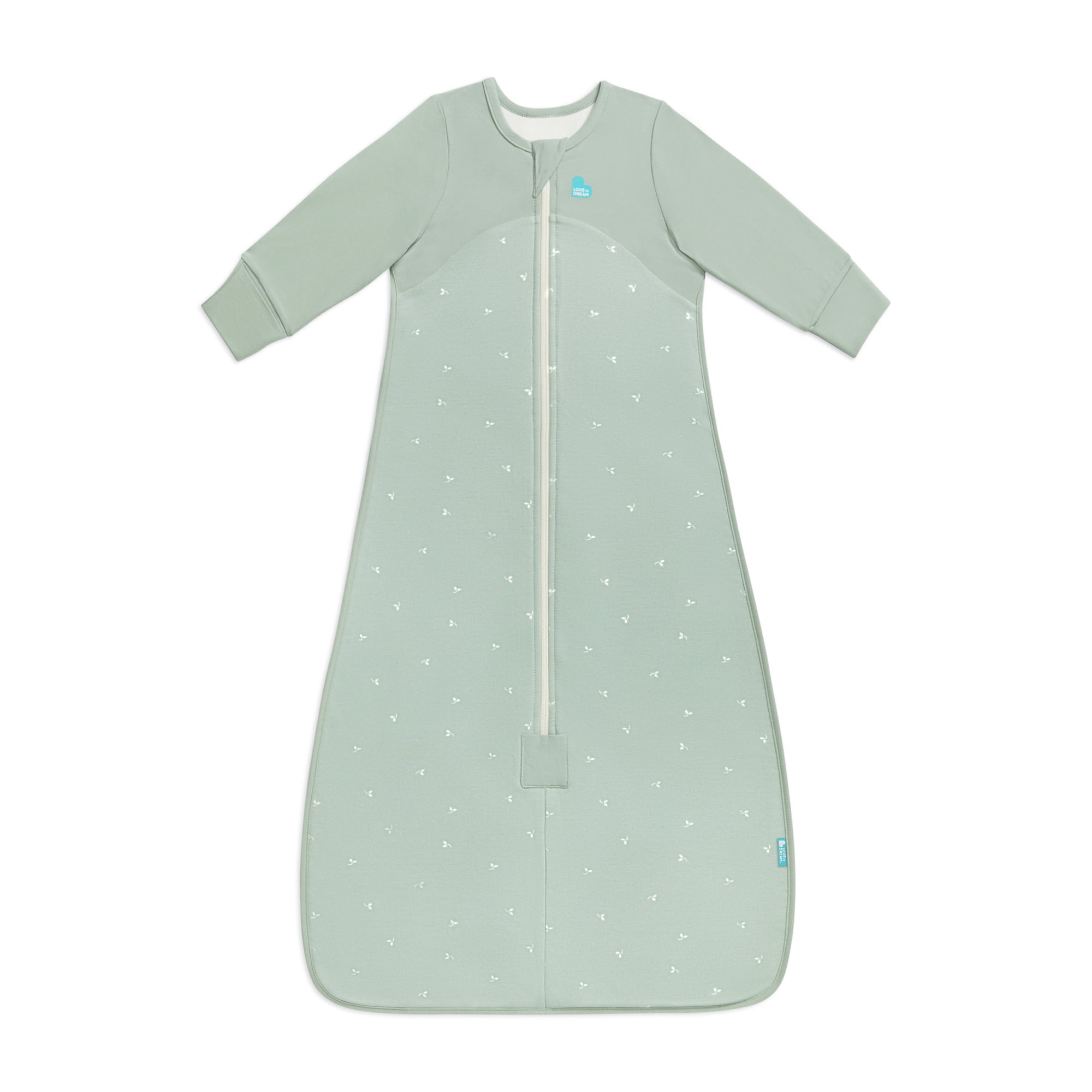 Love to Dream Long Sleeve Sleep Bag Wearable Blanket Organic Cotton Fleece 1.5 TOG, 6-18M Olive Twigs