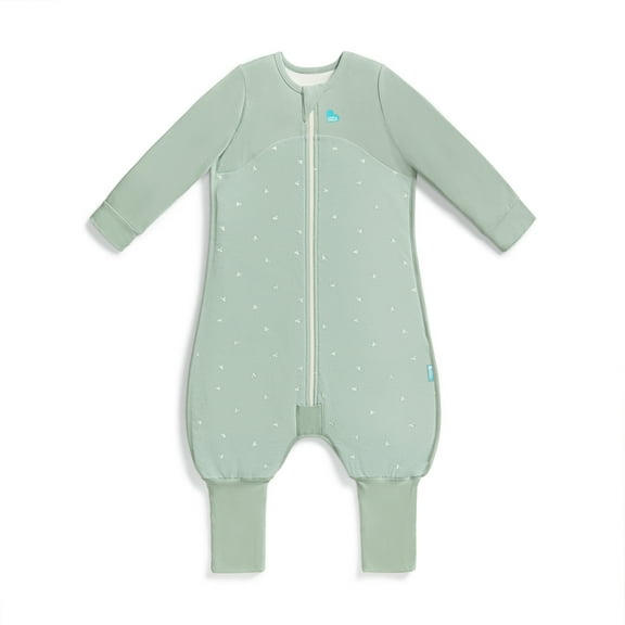 Love to Dream Long Sleeve Sleep Suit for Walking Wearable Blanket Organic Cotton Fleece 1.5 TOG, 12-24M, Olive Twigs