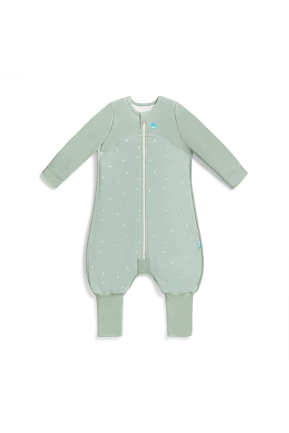 Long Sleeve Sleep Suit for Walking Wearable Blanket Organic Cotton Fleece 1.5 TOG, 12-24M, Olive Twigs