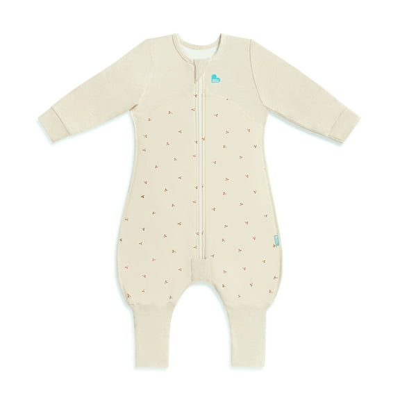 Love to Dream Long Sleeve Sleep Suit for Walking Wearable Blanket Organic Cotton Fleece 1.5 TOG, 6-12M, Oat Twigs