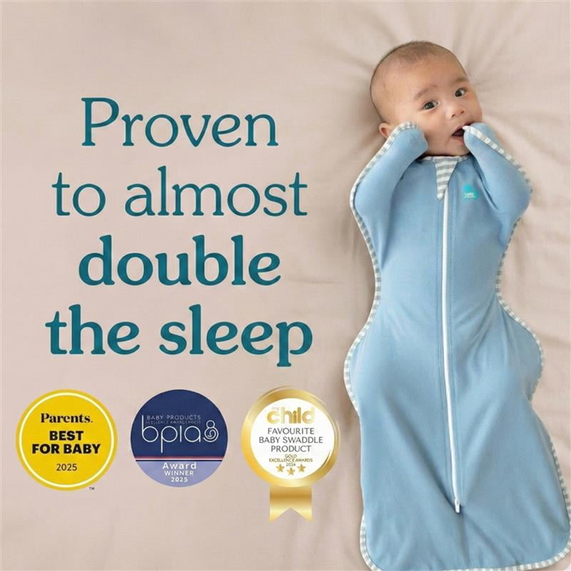 Love to Dream Swaddle Up Baby Sleep Sack, Arms Up Design, Sleep Nearly 2x Longer, Twin Zipper, Cotton, Newborn 5-8.5 lbs, 1.0 TOG, Dusty Blue