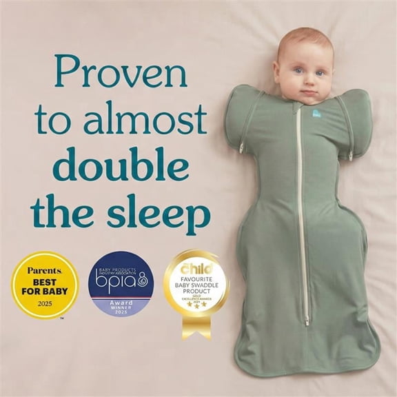 Love to Dream Swaddle UP Transition Baby Sleep Bag 1.0 TOG, Zip-Off Wings, Medium 13-19 lbs, Deep Olive