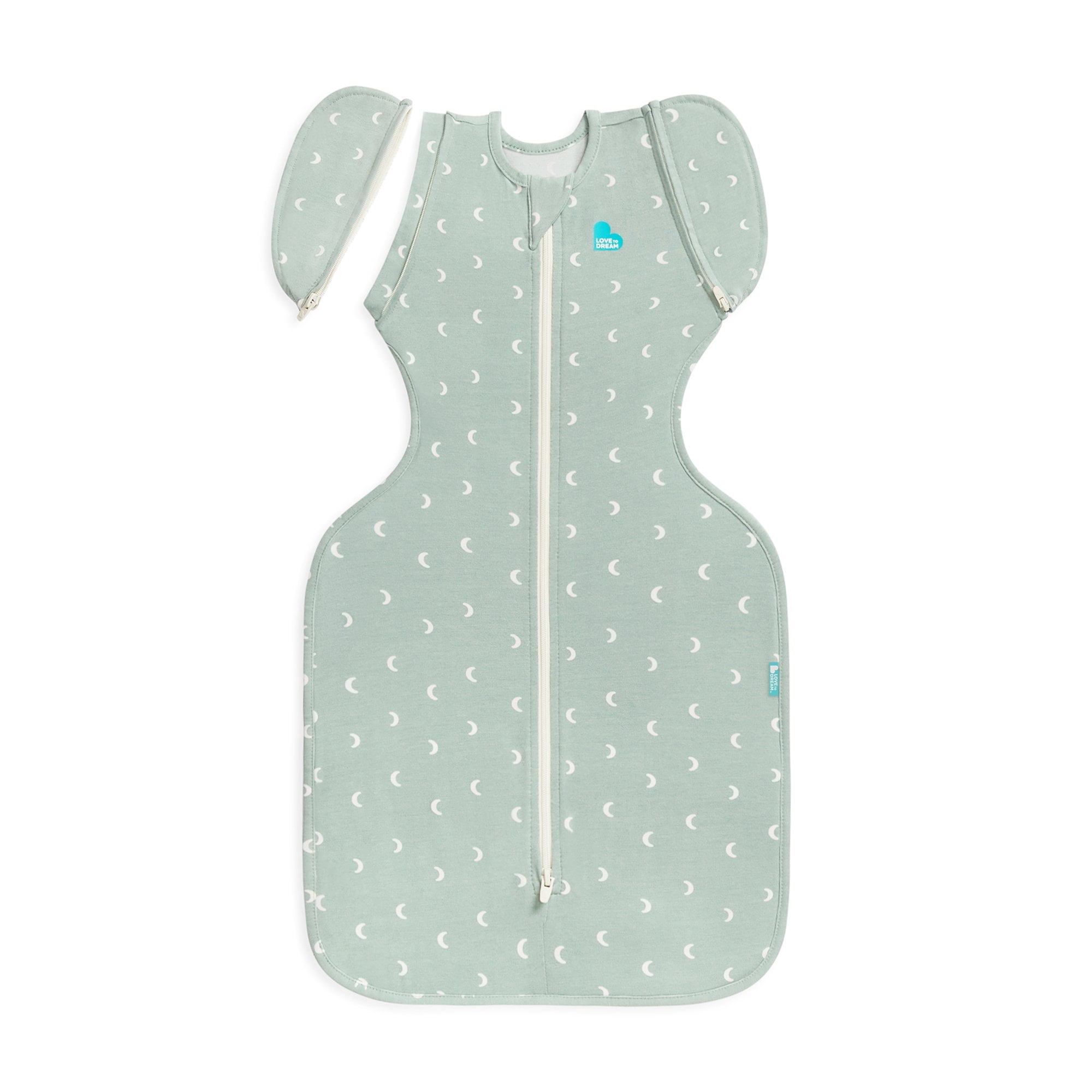 Love to Dream Swaddle UP Transition Baby Sleep Bag 1.0 TOG, Zip-Off Wings, Medium 13-19 lbs, Olive Moon