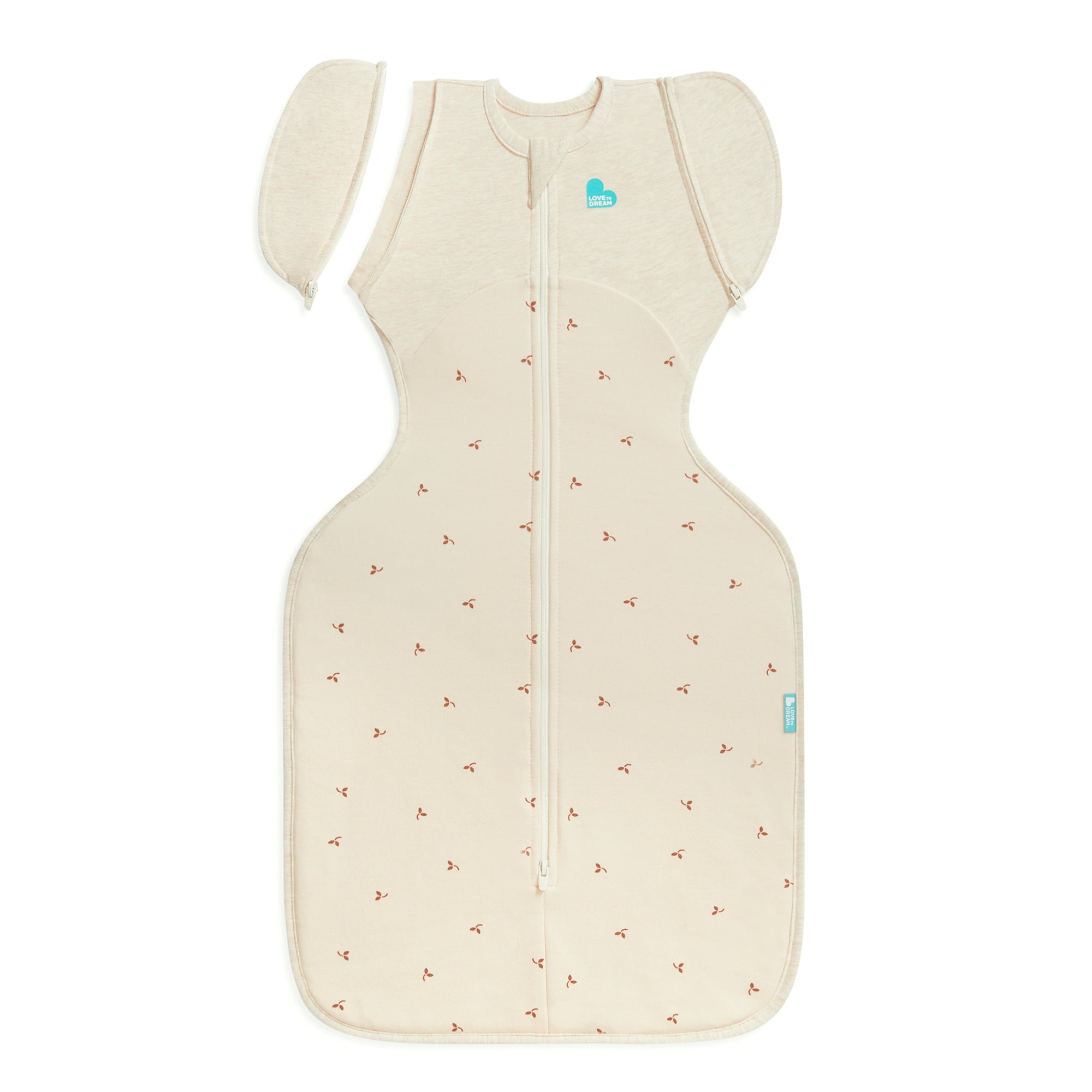 Love to Dream Swaddle UP Transition Baby Sleep Bag Fleece 1.5 TOG, Zip-Off Wings, Large 19-24 lbs, Oat Twigs