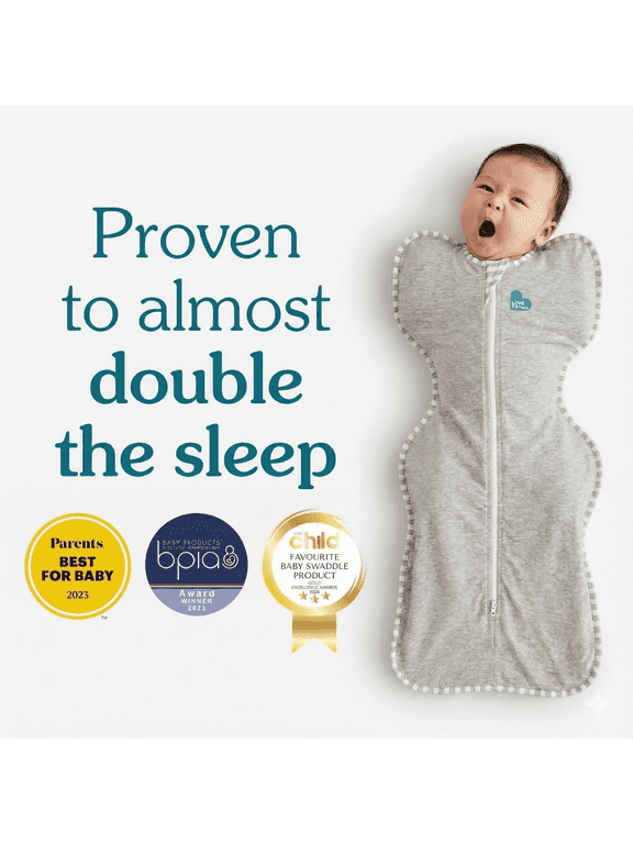 Swaddle Up Baby Sleep Sack, Arms Up Design, Sleep Nearly 2x Longer, Twin Zipper, Cotton, Small 8-13 lbs, 1.0 TOG, Grey
