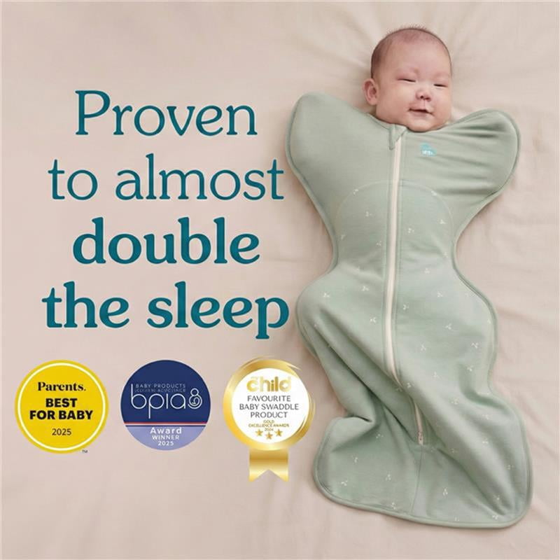 Love to Dream Swaddle Up Fleece 1.5 TOG Baby Sleep Sack, Arms Up Design, Twin Zipper, Medium 13-19 lbs, Olive Twigs
