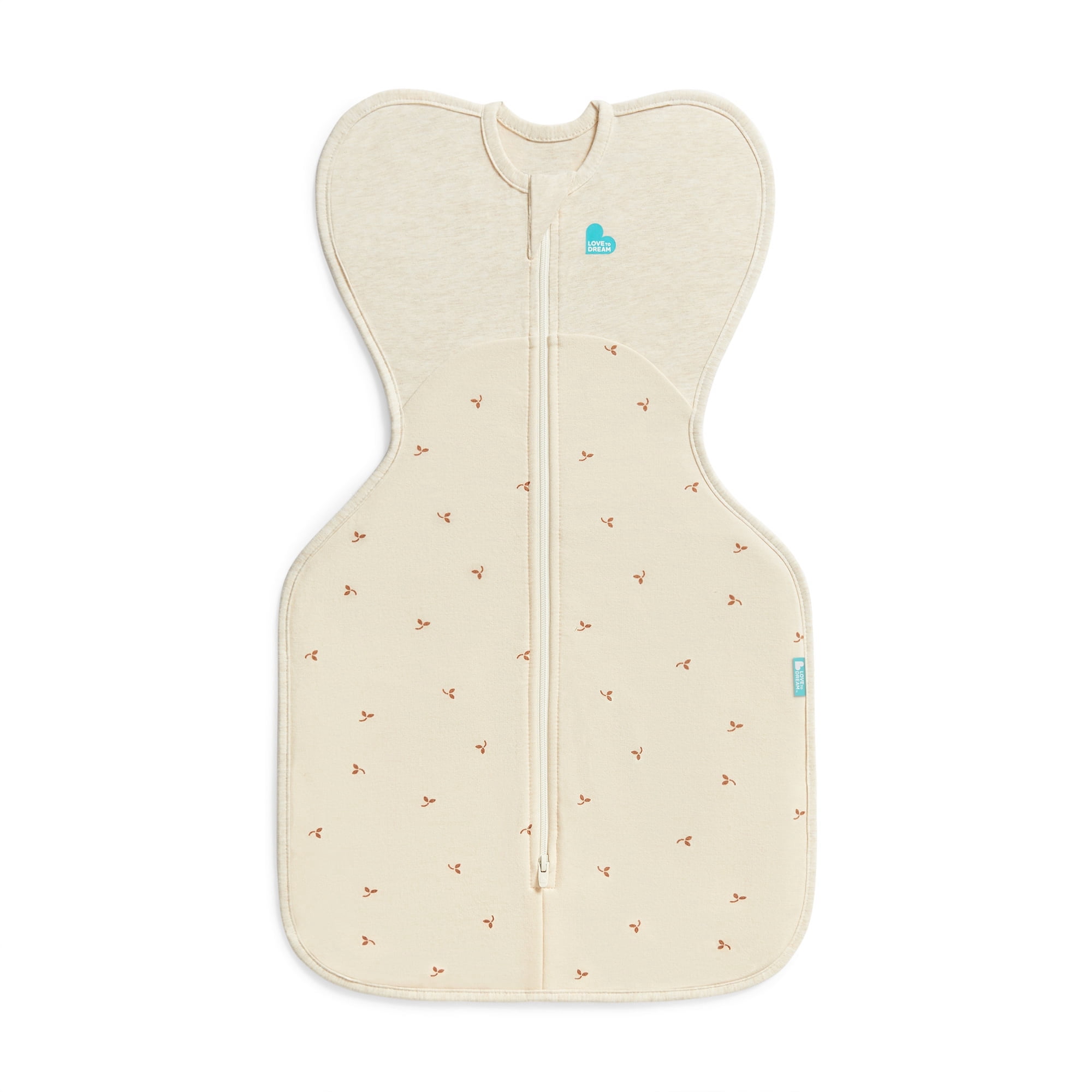 Love to Dream Swaddle Up Fleece 1.5 TOG Baby Sleep Sack, Arms Up Design, Twin Zipper, Newborn 5-8.5 lbs, Oat Twigs