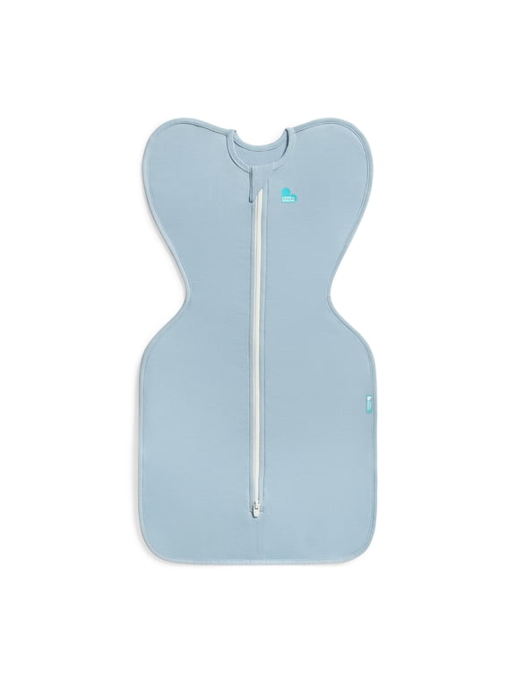 Swaddle Up LITE Cotton 0.2 TOG Baby Sleep Sack, Arms Up Design, Twin Zipper, Medium 13-19 lbs, Light Blue