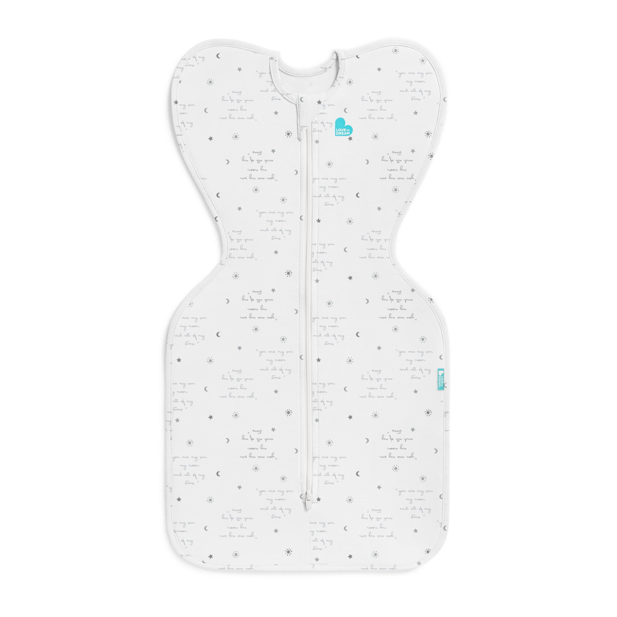 Love to Dream Swaddle Up LITE Cotton 0.2 TOG Baby Sleep Sack, Arms Up Design, Twin Zipper, Newborn 5-8.5 lbs, You are My White