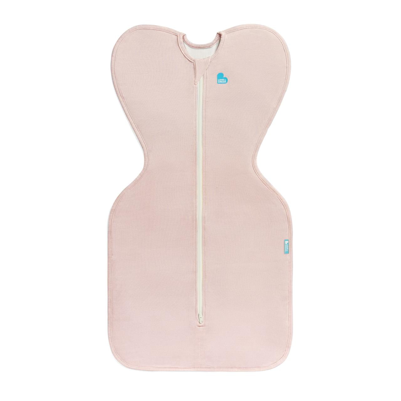 Love to Dream Swaddle Up LITE Cotton 0.2 TOG Baby Sleep Sack, Arms Up Design, Twin Zipper, Small 8-13 lbs, Blush Pink