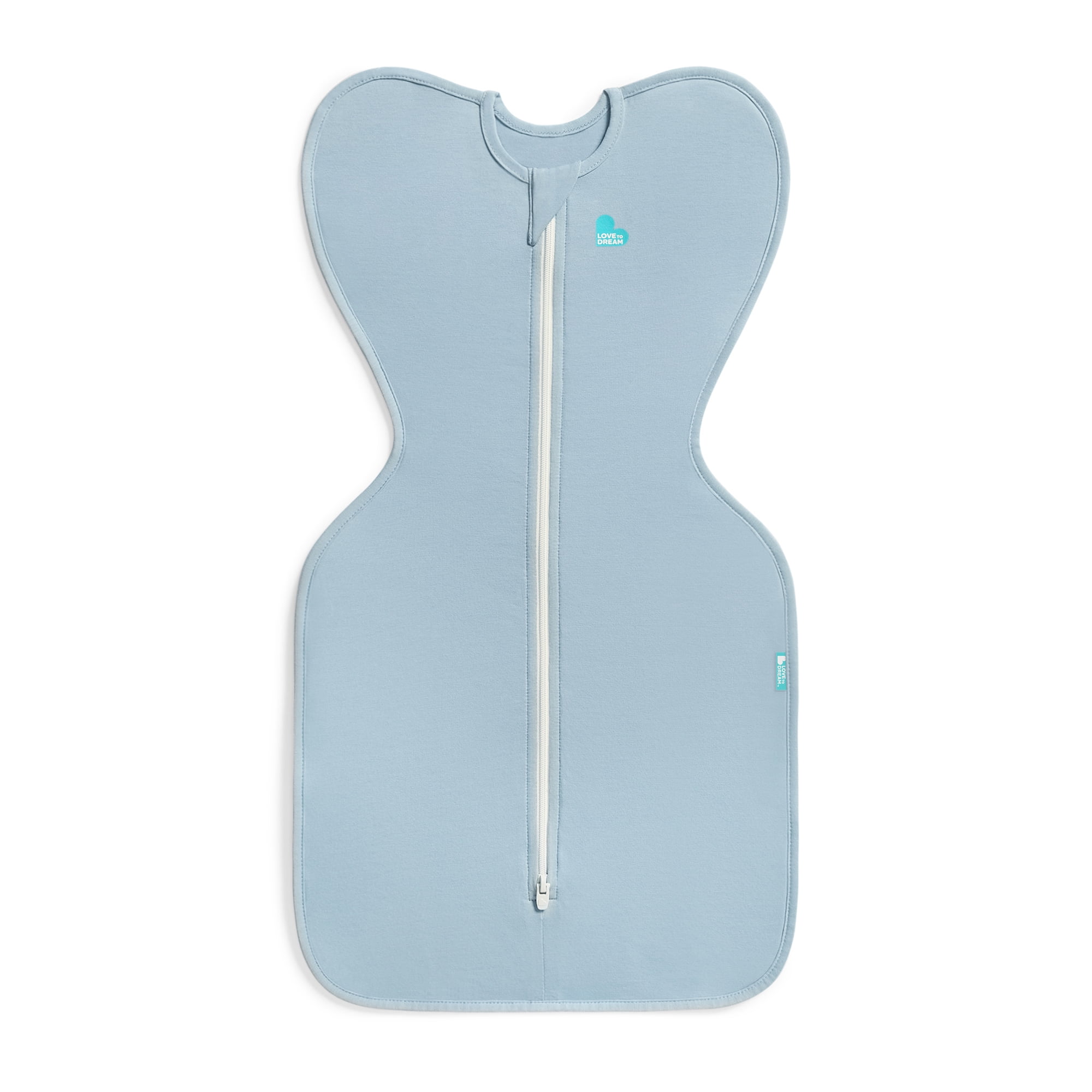 Love to Dream Swaddle Up LITE Cotton 0.2 TOG Baby Sleep Sack, Arms Up Design, Twin Zipper, Small 8-13 lbs, Light Blue