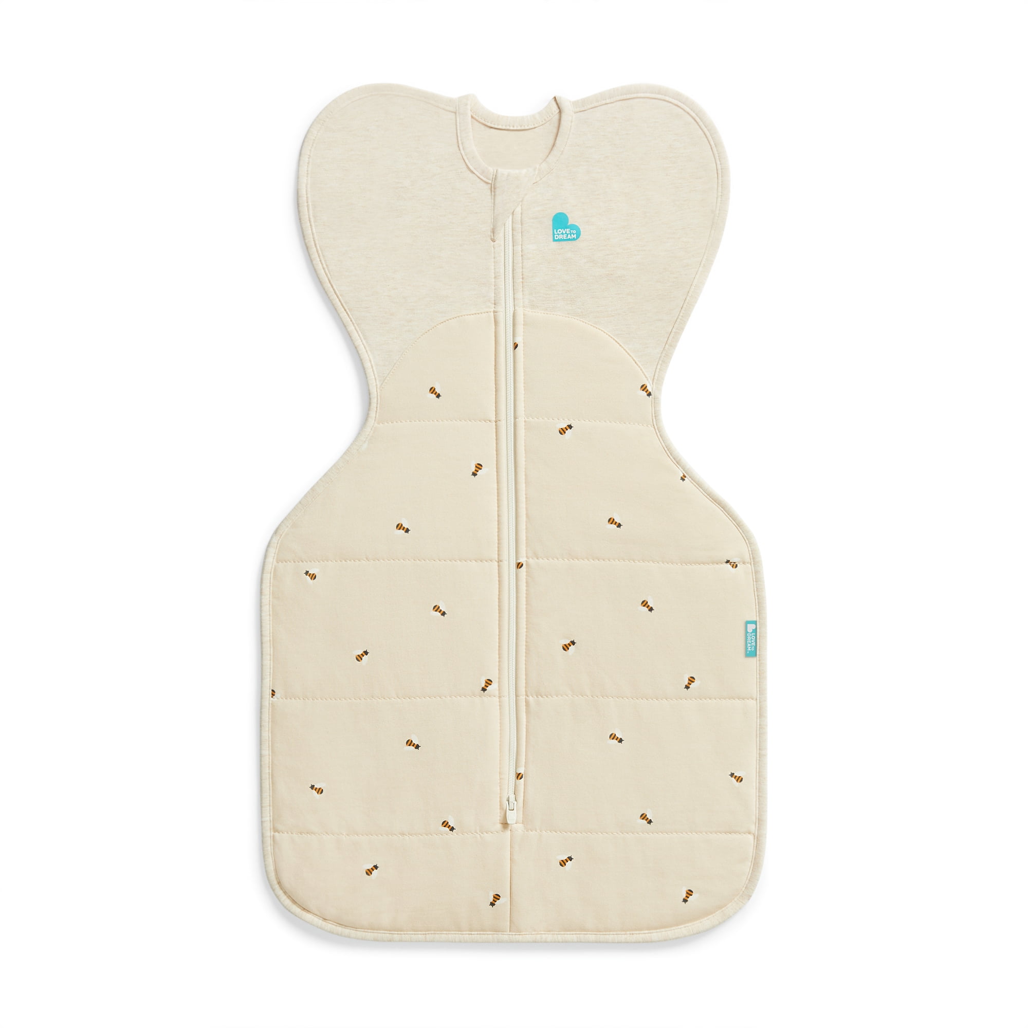 Love to Dream Swaddle Up Warm Cotton 2.5 TOG Baby Sleep Sack, Arms Up Design, Twin Zipper, Newborn 5-8.5 lbs, Oat Bees