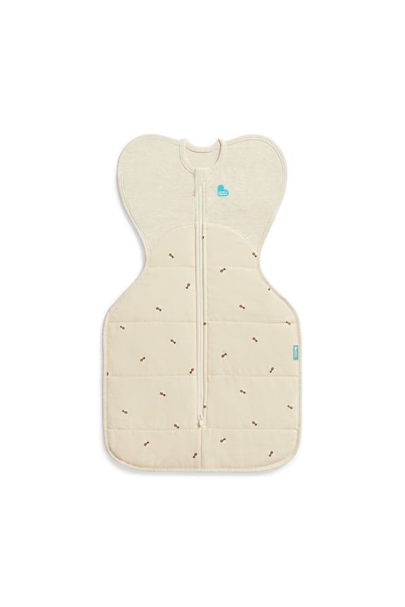 Swaddle Up Warm Cotton 2.5 TOG Baby Sleep Sack, Arms Up Design, Twin Zipper, Small 8-13 lbs, Oat Bees