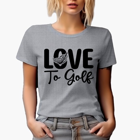 Love to Golf Quote with a Club Hitting a Ball, Golf Player, Golfing or Golfer Themed Merch Gift, Heather Grey T-Shirt, XL