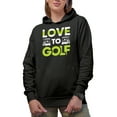 thumbnail image 1 of Love to Golf with Buggies or Carts, Golf Player, Golfing or Golfer Themed Merch Gift, Black Hooded Sweatshirt or Hoodie, 3XL, 1 of 5