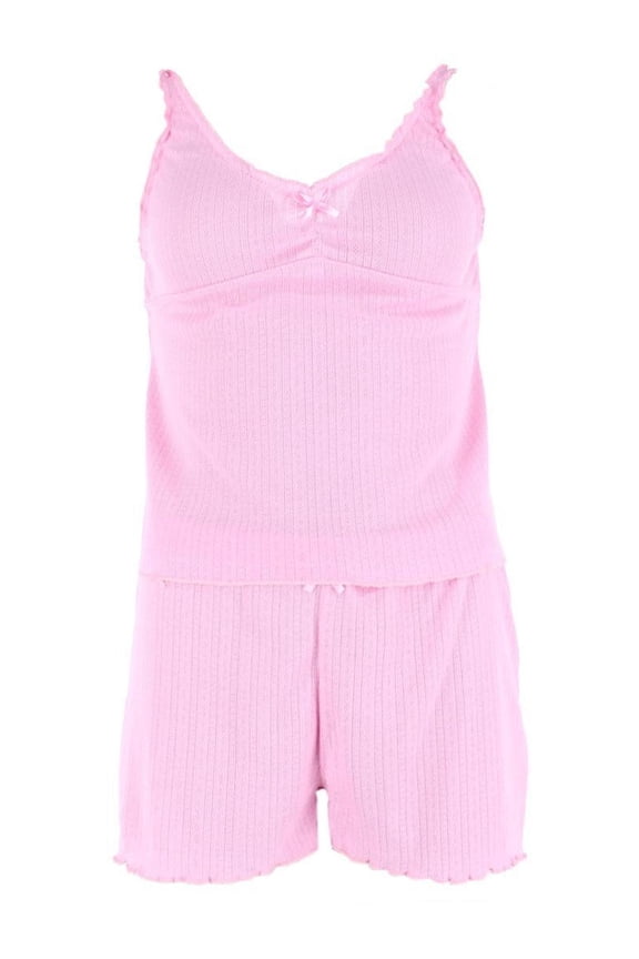 Ladies Pointelle 2 Piece Pajama Short Set