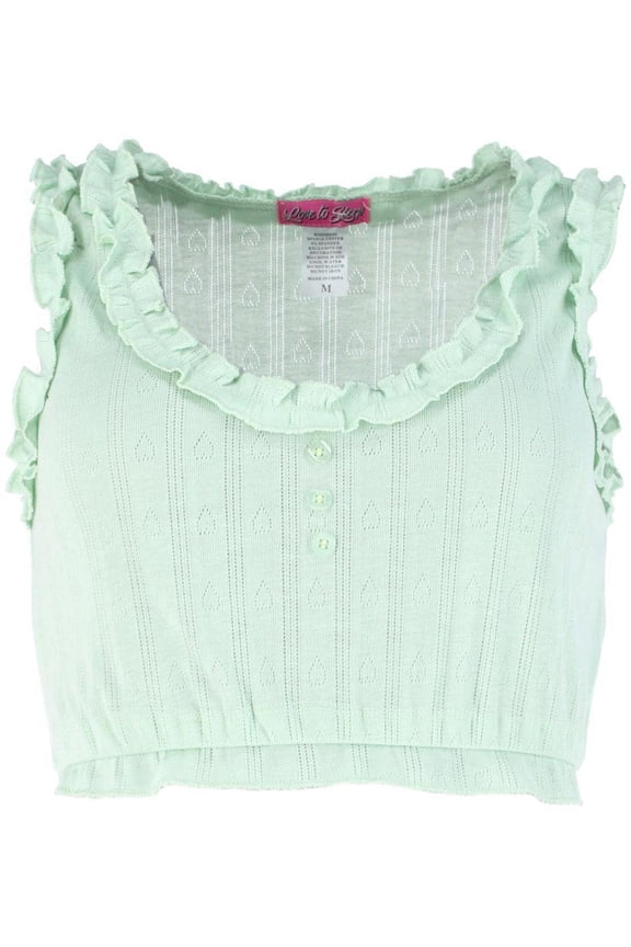 Ladies Pointelle Crop Tank Pajama Set