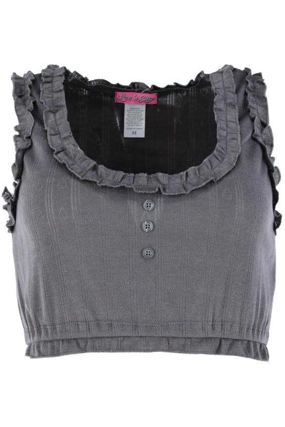 Ladies Pointelle Crop Tank Pajama Set