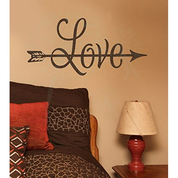 Love with Arrow Romantic Home Decor Vinyl Lettering Bedroom Quotes Wall Stickers, 23x11-Inch, Chocolate Brown