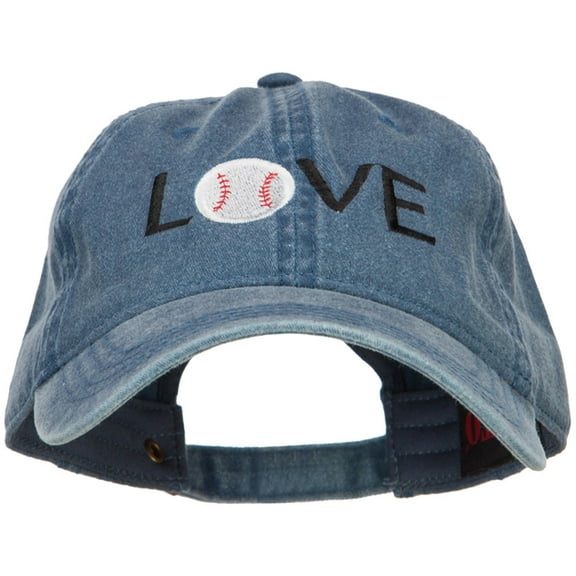 Love with Baseball Embroidered Washed Cotton Cap - Navy OSFM