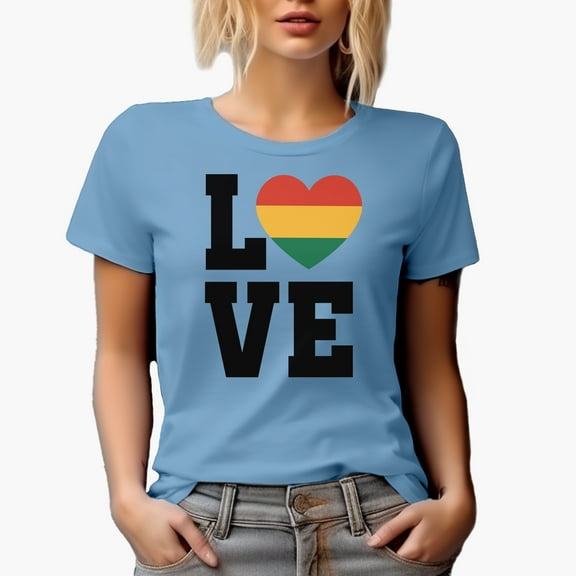 Love with Black History Month Heart Art Merch Gift, Baby Blue T-Shirt, XL