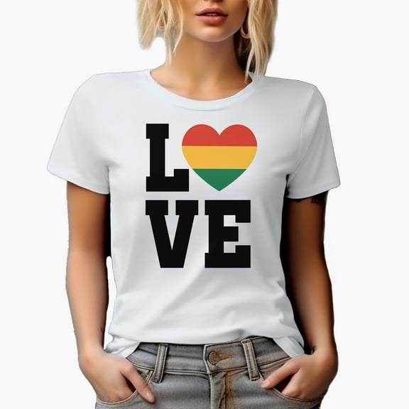 Love with Black History Month Heart Art Merch Gift, White T-Shirt, Small