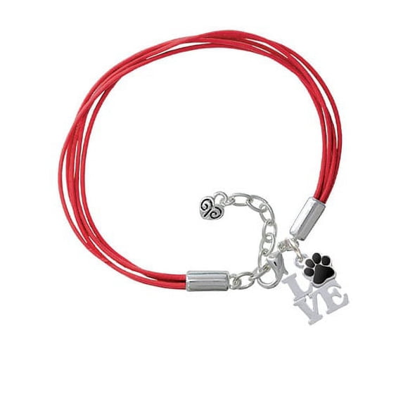 Love with Black Paw Red Leather Aruba Bracelet