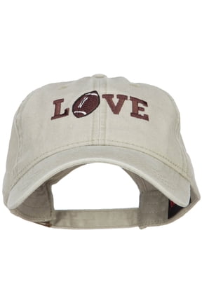 Love with Football Embroidered Washed Cotton Cap - Stone OSFM