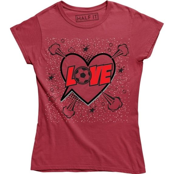 Love with Heart And Football Symbol - Cute Soccerball Women's T-Shirt