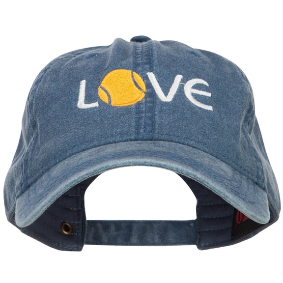 Love with Tennis Ball Embroidered Washed Cotton Cap - Navy OSFM