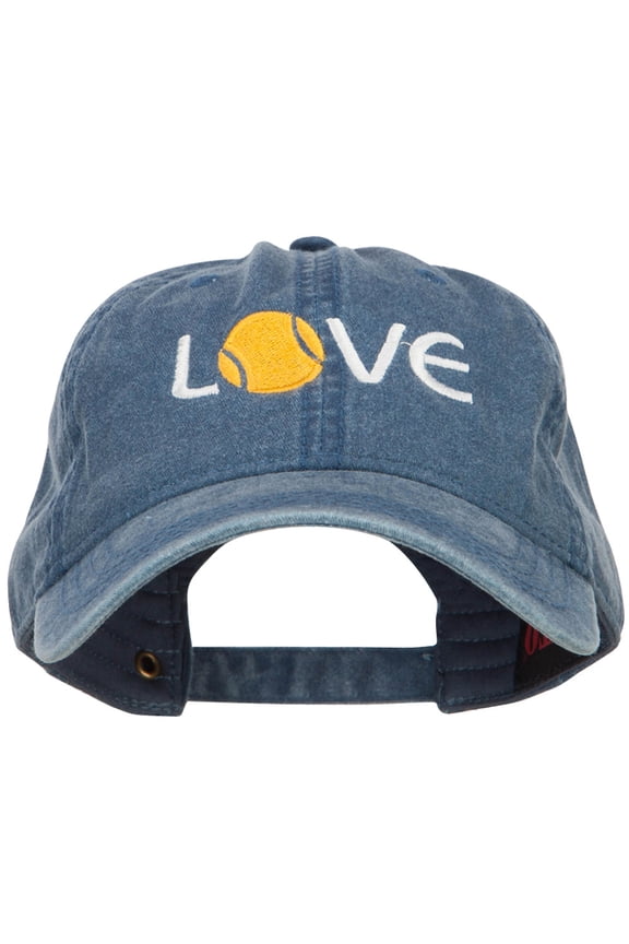 Love with Tennis Ball Embroidered Washed Cotton Cap - Navy OSFM