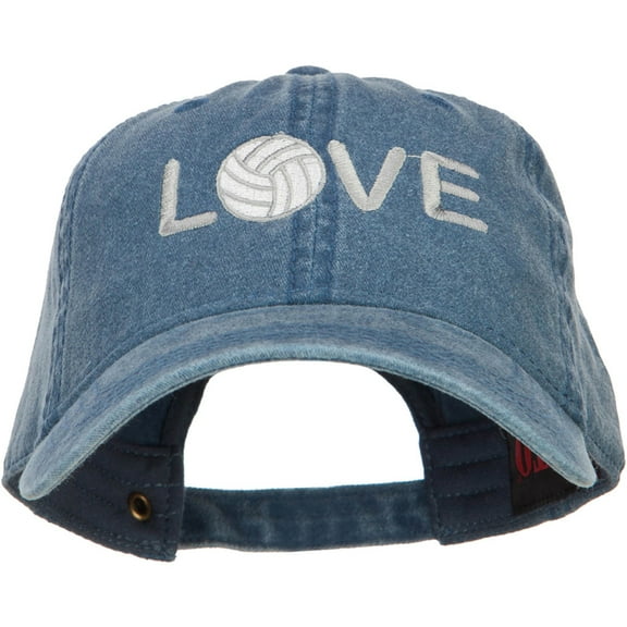 Love with Volleyball Embroidered Washed Cotton Cap - Navy OSFM