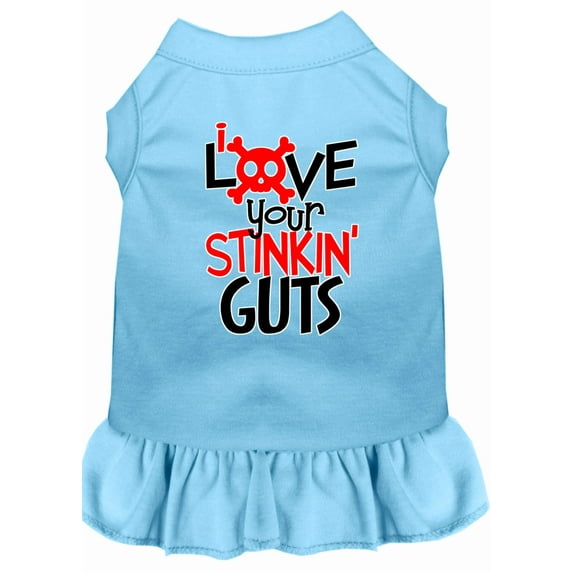 Dog Dress, Pet Dog Cat Dress Screen Printed, "Love Your Stinkin Guts"