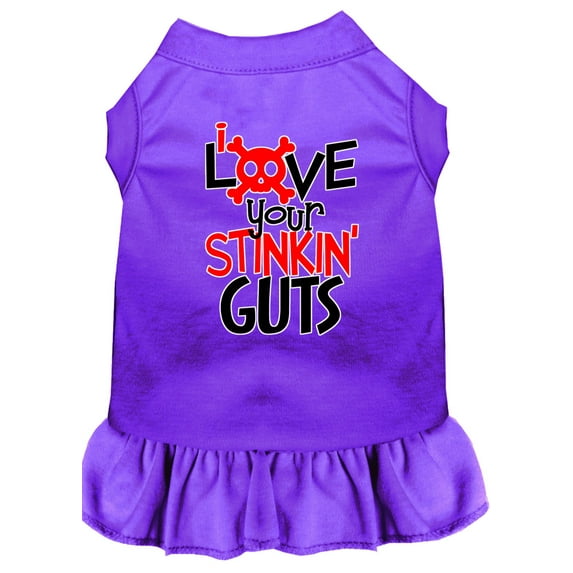Dog Dress, Pet Dog Cat Dress Screen Printed, "Love Your Stinkin Guts"