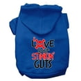 thumbnail image 1 of Mirage Pet Love your Stinkin Guts Screen Print Dog Hoodie Blue XXXL, 1 of 10