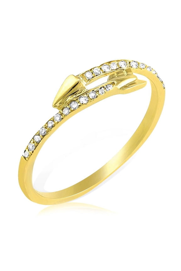 0.15 Carat (ctw) Diamond Arrow Ring in 14 Karat (K) Yellow Gold Ring (size 6.5)