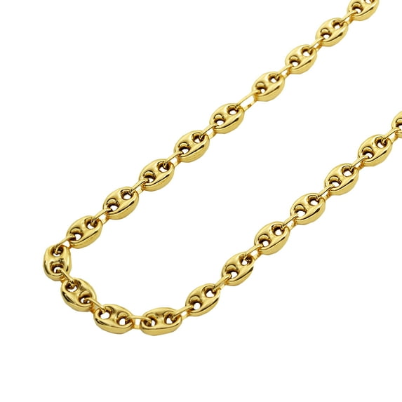 LoveBling 10K Yellow Gold 8mm Hollow Puff Mariner Chain Necklace (18")