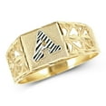 thumbnail image 1 of LoveBling 10K Yellow Gold Diamond Cut Ladies Alphabet Initial Ring, Block Lettering (A, 6.5), 1 of 3