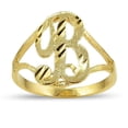 thumbnail image 1 of LoveBling 10K Yellow Gold Ladies Cursive Alphabet Initial Ring (B, 6), 1 of 2